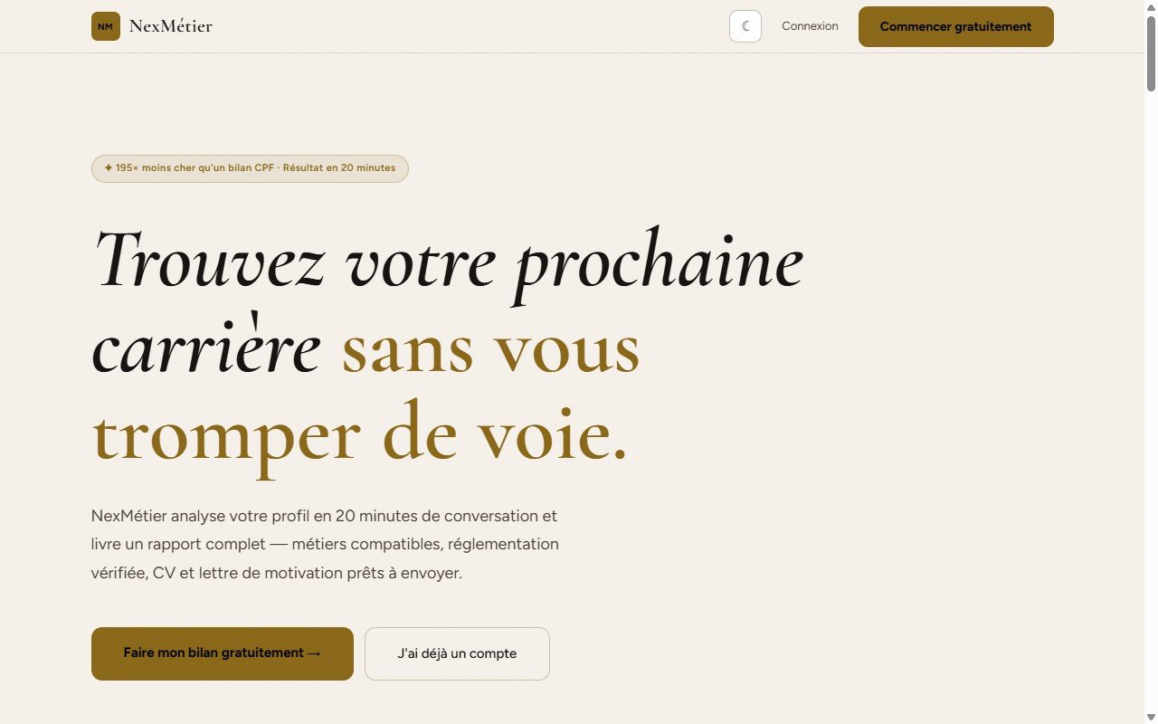NexMétier — Conseiller IA reconversion professionnelle